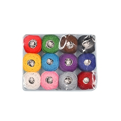 (52) Непрозрачная лаванда 12 мотки 12 цвета, размеры 8 нитки для вязания крючком, Мерсеризованная хлопчатобумажная пряжа для ручного вязания кружев., разноцветные, 1 мм, 9г/моток, 1 моток/цвет