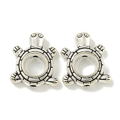 Античное Серебро Тибетский стиль сплава шарика кадра, без кадмия и без свинца, черепаха, античное серебро, 15x13x3.5 мм, внутренний диаметр: 5 мм, отверстие : 1.6 мм, Около 680 шт / 1000 г