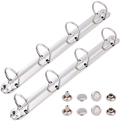 Stainless Steel Color A4 Steel Binding Combs, 4-Ring Loose Leaf Book Binder Hinged Clamp, Comb Binding Spines, Stainless Steel Color, 292x23.5x23.5mm, Hole: 4x5mm