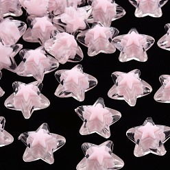 Pink Прозрачные акриловые бусины, бусина в бусине, звезда, розовые, 15.5x16x9.5 мм, отверстие : 3 мм, Около 569 шт / 500 г