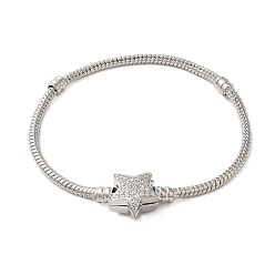 Платина Стойка покрытие латунь микро паве кубический цирконий браслеты, без кадмия и без свинца, долговечный, звезда, платина, 7-1/8 дюйм (18 см)