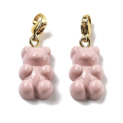 Фламинго Подвесные украшения из смолы в виде медведя, 304 украшения из нержавеющей стали с застежкой-клешней в виде лобстера, ионное покрытие (ip), реальный 14 k позолоченный, фламинго, 30.5 мм