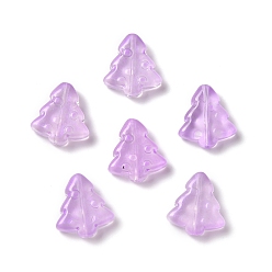 Сливовый Окрашенные и нагреваемые стеклянные бусины, золотой фольгой, пузырьковый эффект, рождественская елка, слива, 16x15x5.5 мм, отверстие : 0.8 мм