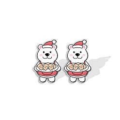 Персиковый Слойка Серьги-гвоздики в виде медведя из акрила для женщин, розовые, 15 мм