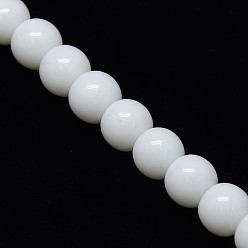 White Opaque Solid Color Crystal Glass Round Beads Strands, White, 10mm, Hole: 1mm, about 23pcs/strand, 15.3 inch