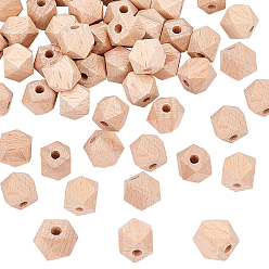 Цвет Древесины 50шт. бусины из бука, граненые, восьмиугольник, деревесиные, 10x9.52x10 мм, отверстие : 3 мм, 50 шт