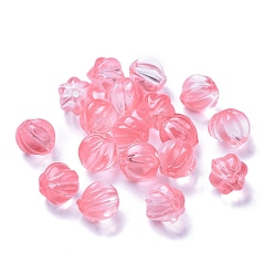 Бледно-Розовый Прозрачные стеклянные бусины, с блеском порошок, тыква, розовый жемчуг, 8.5x8 мм, отверстие : 1.2 мм