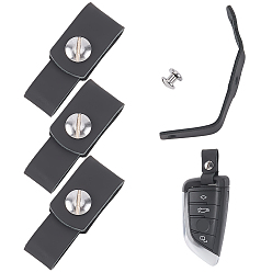 Черный 3 Сумки из искусственной кожи, ремешки для автомобильных ключей, застежка из нержавеющей стали, чёрные, 87~89x13.5x1.5 мм, отверстие : 4 мм