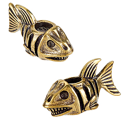 Античное Золото Латуни европейского бисера, бусины с большим отверстием, рыба, античное золото , 13.5x27x12 мм, отверстие : 5.5 мм