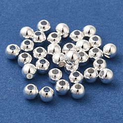 Посеребрённый Латунные бусины, без кадмия, без никеля и без свинца, круглые, 925 серебро покрытием, 4 мм, отверстие : 1.6 мм