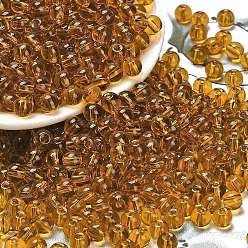 Темно-Золотистый Стеклянные бусины прозрачных цветов, круглые, темные золотарник, 4.5x4 мм, отверстие : 1 мм, Около 5000 шт / фунт