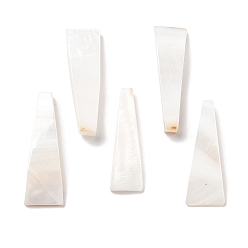 (404) Непрозрачное AB Кислое яблоко Природные подвески оболочки пресноводных, палочка-оберег, цветочный белый, 29~36x7.5~12.5x3~5 мм, отверстие : 1.2 мм