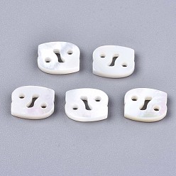 Cancer Natural White Shell Beads, Mother of Pearl Shell Beads, Top Drilled Beads, Constellation/Zodiac Sign, Cancer, 9.5x11.5x2.5mm, Hole: 0.8mm