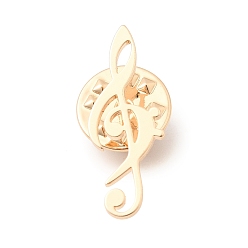 Light Gold Застежки для значков в виде музыкальных нот, Значок из сплава для окраски рюкзака, одежды, золотой свет, 24x9 мм