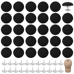 Black 30 Bags Cloth Covered Alloy Buttons, Mushroom Shape Baseball Cap Button Top Replacement, Black, 11~19x8.8~10.5mm