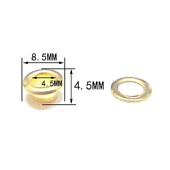 Золотой Латунные втулки, с железной прокладкой, для изготовления пакетов, плоско-круглые, золотые, 0.8x0.45 см, отверстие : 4 мм