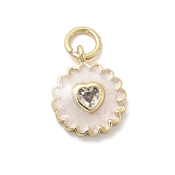 Кукурузный Шелк Латунные микро проложить кубического циркония подвески, , с эмалью и кольцом для прыжков, без кадмия и без свинца, стойки покрытие, долговечный, реальный 18 k позолоченный, цвет колоса кукурузы, 12.5x10x2 мм, отверстие : 3.4 мм