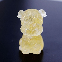 Лимонный Кварц Украшения для выставки товаров из смолы, с натуральной лимонно-кварцевой крошкой, фигурка собаки шнауцер, украшение для дома по фэн-шуй, 42x26x28 мм