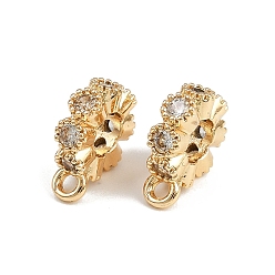 Настоящее золото 18K Латунные поручни из прозрачного кубического циркония с микропаве, круглые, реальный 18 k позолоченный, 10.5x8.5x3 мм, отверстие : 1.2 мм, внутренний диаметр: 3.7 мм