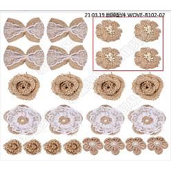 Bräune Handgemachte Sackleinenblume & Spitze Bowknot, Kostüm-Zubehör, Bräune, 20 Stück / Set