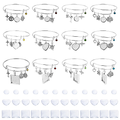 Античное Серебро DIY пустые геометрические подвески из сплава, набор для изготовления расширяемого браслета, античное серебро, внутренний диаметр: 65 мм, кабошон: 11.5~20x11.5~20x4~6.8 мм