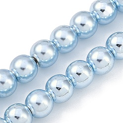 Светло-Голубой Нити синтетических немагнитных гематитовых бусин с гальваническим покрытием, покрытых краской для выпечки, круглые, Небесно-голубой, 8 мм, отверстие : 1.2 мм, около 54 шт / нитка, 15.75'' (40 см)