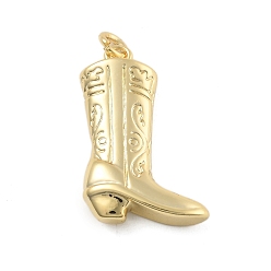Золотой Латунные микропаве прозрачные подвески с фианитом, без кадмия, без никеля и без свинца, ковбойские ботинки в стиле вестерн, золотые, 23.5x13.5x4.5 мм, отверстие : 1.6 мм