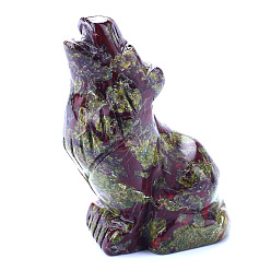 Кровь драконов Резные фигурки целебных волков из натуральной крови дракона, статуи камней рейки для балансировки энергии медитативной терапии, 52x37x24 мм