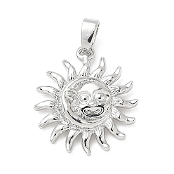 Платина Латунные подвески, без кадмия и без свинца, солнце, платина, 19.5x17.5x4 мм, отверстие : 2.5x5 мм