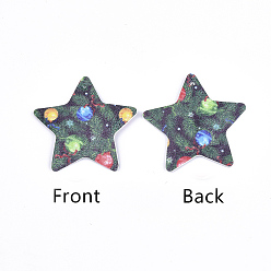 Dark Green PU Leather Big Pendants, Christmas Theme, Star, Dark Green, 52.5x54x1.5mm, Hole: 1.2mm