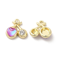 Фиолетовый Подвески из сплава, со стеклом, золотой свет, без свинца и без кадмия, вишневое очарование, фиолетовые, 14x15x5 мм, отверстие : 1.5 мм