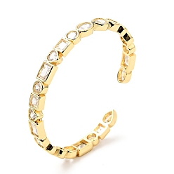 Разноцветный Кубический цирконий геометрическая открытая манжета браслет, настоящие позолоченные украшения из латуни для женщин, без кадмия, без никеля и без свинца, прозрачные, внутренний диаметр: 18 дюйм (2-3/8 см)