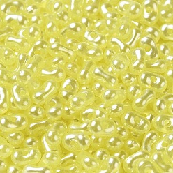 Yellow Opaque Acrylic Beads, Beans, Yellow, 6x3.5x3mm, Hole: 1.2mm, about 10000pcs/500g