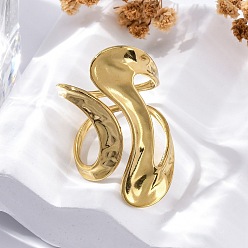 Настоящее золото 18K 304 открытые манжеты из нержавеющей стали для женщин, ионное покрытие (ip), реальный 18 k позолоченный, внутренний диаметр: 19 мм