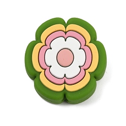 Разноцветный Силиконовые бусины, фокусные бусы, цветок, красочный, 29.5x28x9 мм, отверстие : 2 мм