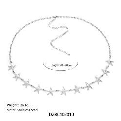 Морская звезда Летний пляж 304 цепочки из нержавеющей стали для талии и живота для сексуального бикини, цвет нержавеющей стали, не тускнеет, морская звезда, 700 мм