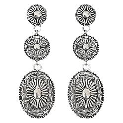 Oval Сплав мотаться серьги стержня, античное серебро, овальные, 75 мм