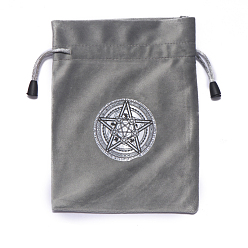 Star Tarot Card Storage Bag, Velvet Tarot Drawstring Bags, for Witchcraft Wiccan Altar Supplies, Rectangle, Star Pattern, 180x140mm