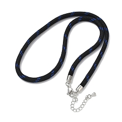 Black Ployester Core-Wrapped Round Cord Necklace Making, with Brass Finding, Platinum, Black, 17.72x0.18 inch(45x0.45cm)