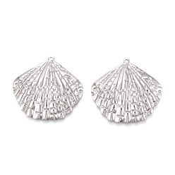 Нержавеющая Сталь Цвет 304 подвески из нержавеющей стали, шарм в форме ракушки, анти-тускнение, цвет нержавеющей стали, 45x46.2x5~6 мм, отверстие : 2 мм