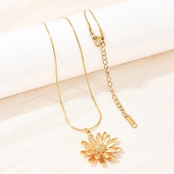 Золотой 304 Женские ожерелья в форме змеи с подвеской-цветком из нержавеющей стали, вакуумное покрытие pvd, золотые, 17.91 дюйм (45.5 см)