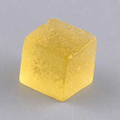 Gold Resin Cabochons, Cube, Imitation jelly, Gold, 11.5x11.5x11.5mm