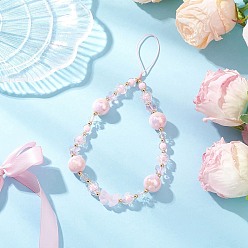 Лавандовый румянец Роза с бабочкой мобильные аксессуары, с плетеной нейлоновой нитью и прозрачными стеклянными бусинами и акриловыми бусинами, лавандовый румянец, 200 мм