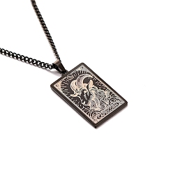 Козерог 304 прямоугольная цепочка из нержавеющей стали с подвесками в виде созвездий, чёрные, Козерог, 23.62 дюйм (60 см)