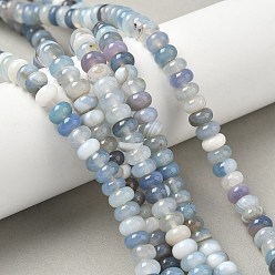 Светло-Синий Натуральные полосатые агатовые бусы, окрашенная и подогревом, рондель, класс А, голубой, 8~8.5x5 мм, отверстие : 1 мм, около 76~77 шт / нитка, 14.76~14.96 дюйм (37.5~38 см)