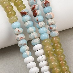 Mixed Color Natural White Jade & Howlite & Synthetic Shoushan Stone Beads Strands, Smooth Rondelle, Mixed Dyed and Undyed, Mixed Color, 8~8.5x5~5.5mm, Hole: 1mm, about 75~78pcs/strand, 15.35''(39~40cm)