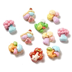 Mixed Color Forest Theme Opaque Resin Decoden Cabochons, Tree, Mixed Color, 13.5~15x12~14.5x5~6mm