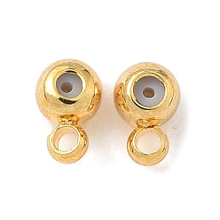 Настоящее золото 18K Поручни из латунной трубки, с резиновой заглушкой, круглые, стойки покрытие, без никеля , реальный 18 k позолоченный, 5x3.5x2.5 мм, отверстие : 1.2 мм