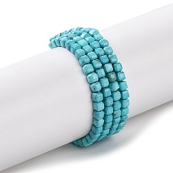 Голубой Природные Говлит бисер нитей, окрашенные, граненый стол, вырезанный куб, голубой, 2~2.5x2~2.5x2~2.5 мм, отверстие : 0.6 мм, около 149~179 шт / нитка, 15.16~15.35'' (38.5~39 см)