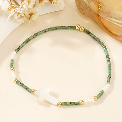 Cross Элегантные эластичные браслеты из стеклянных бусин для женщин, крестик